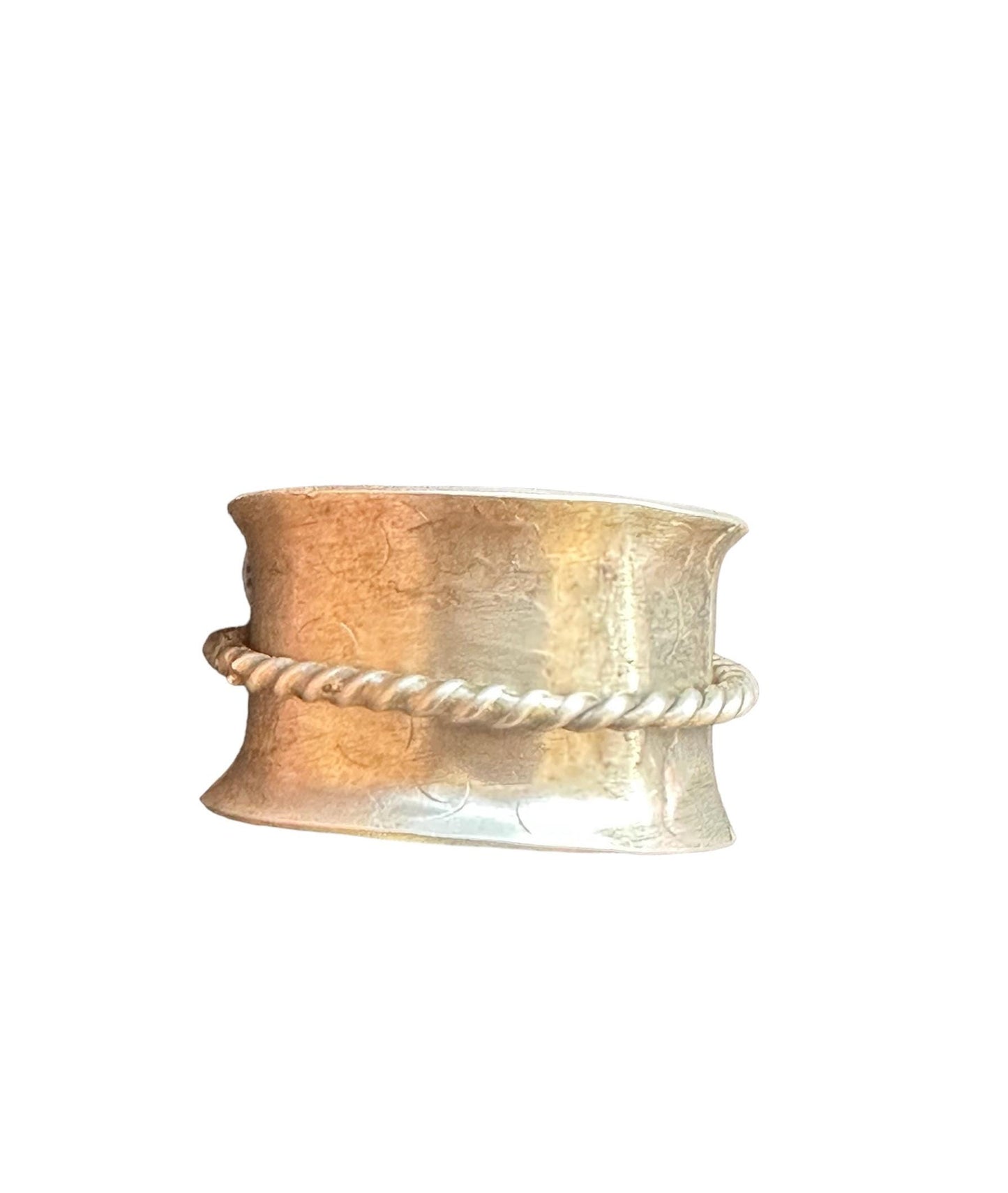 Hammered finish silver spinner  Ring, organic sterling silver, silver band