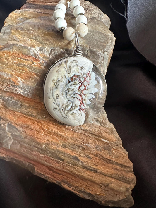 Ivory Chaos necklace, implosion, classic winter necklace, cream color