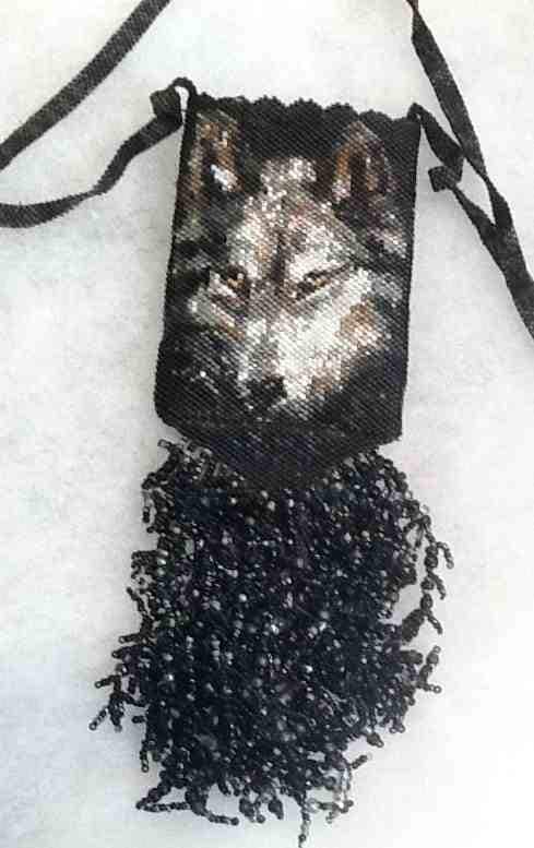 Beadwork Wolf bag