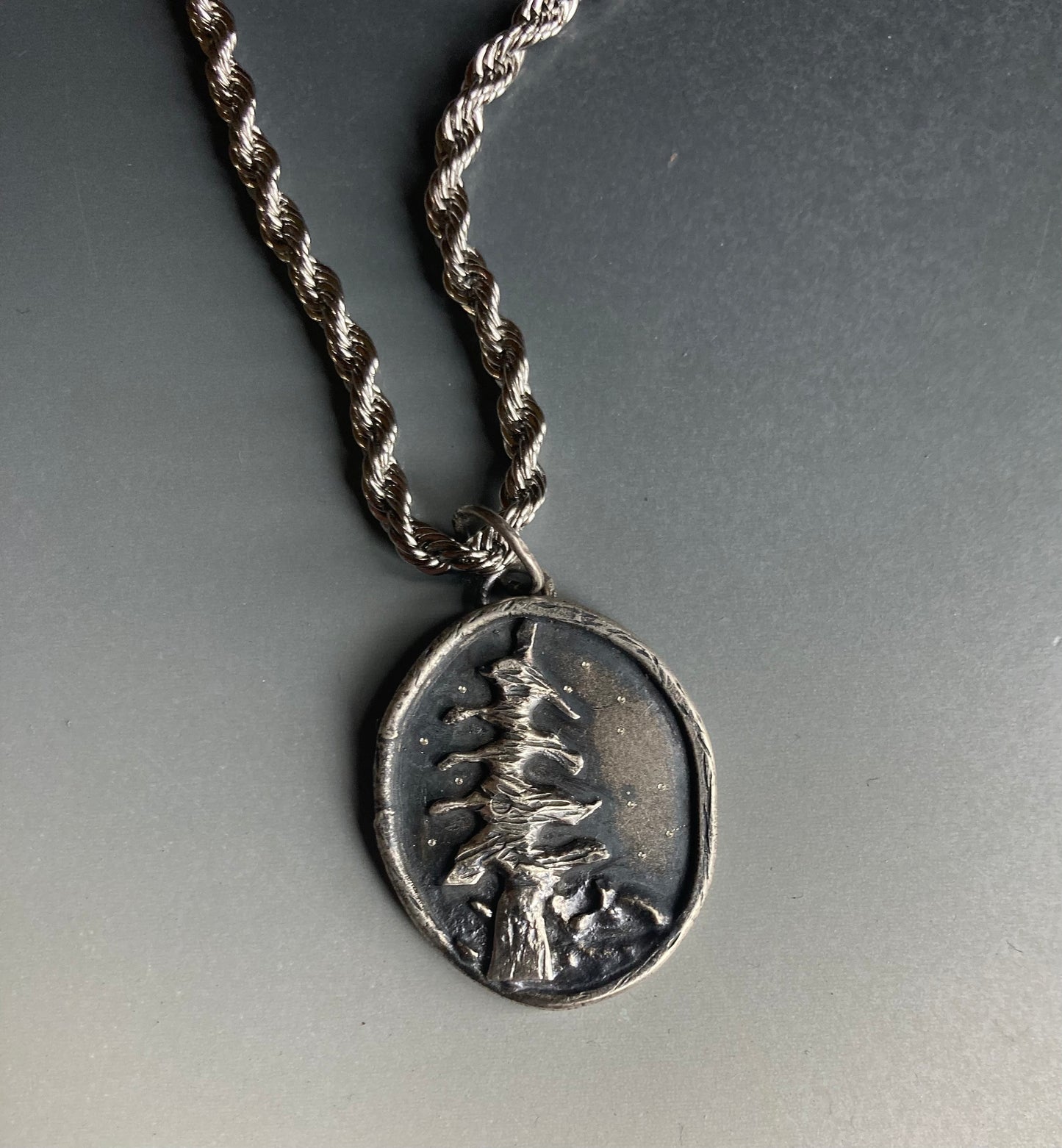 Molten tree, sterling silver necklace A