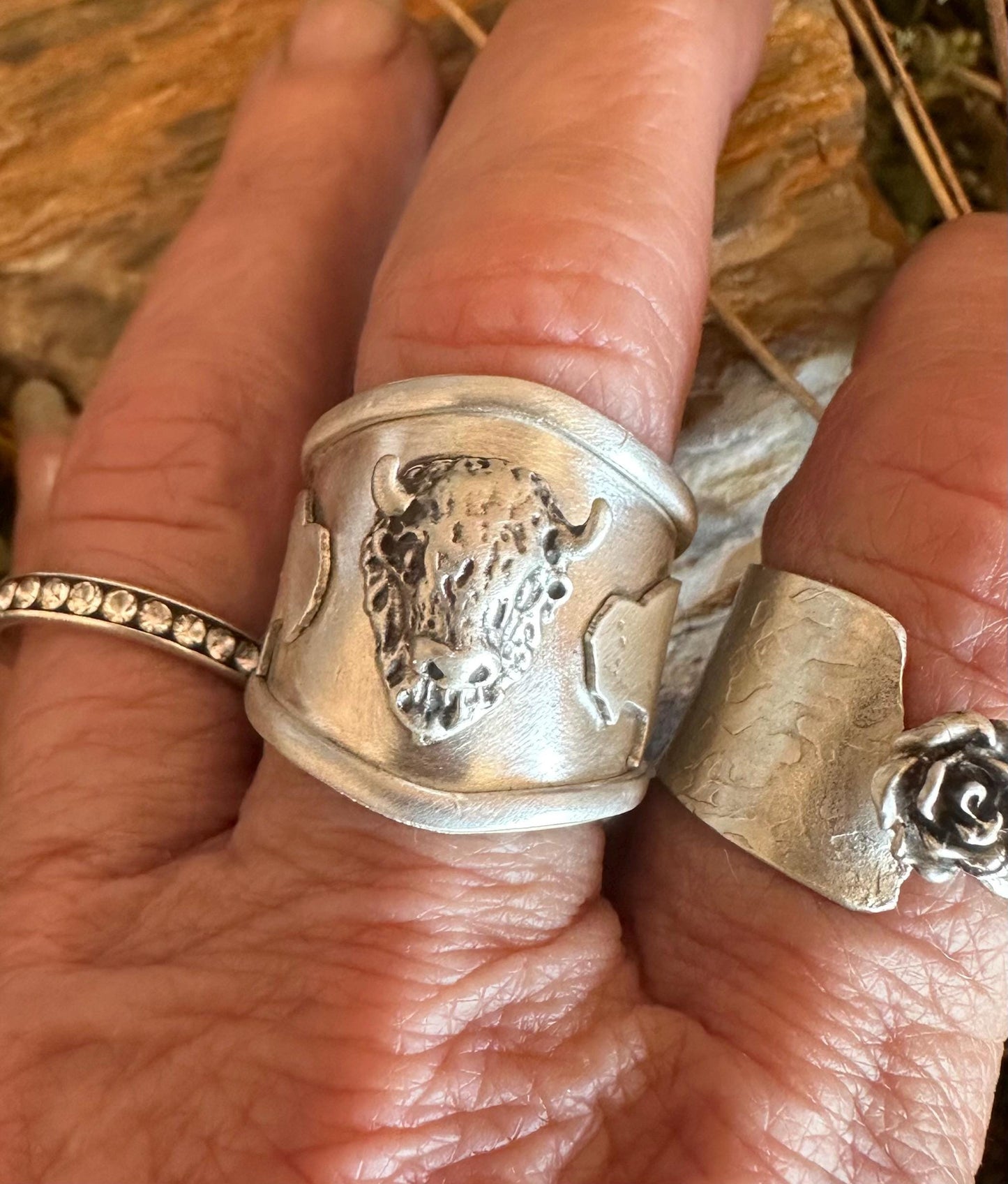 Buffalo Sterling Silver Saddle Ring, Big Ass Ring, statement ring, large Ring, big ring