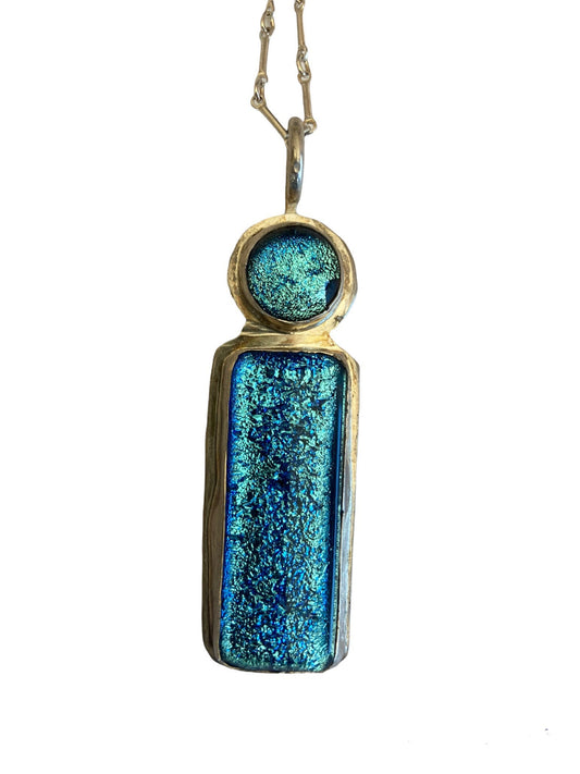 Shimmering light blue dichroic and silver necklace