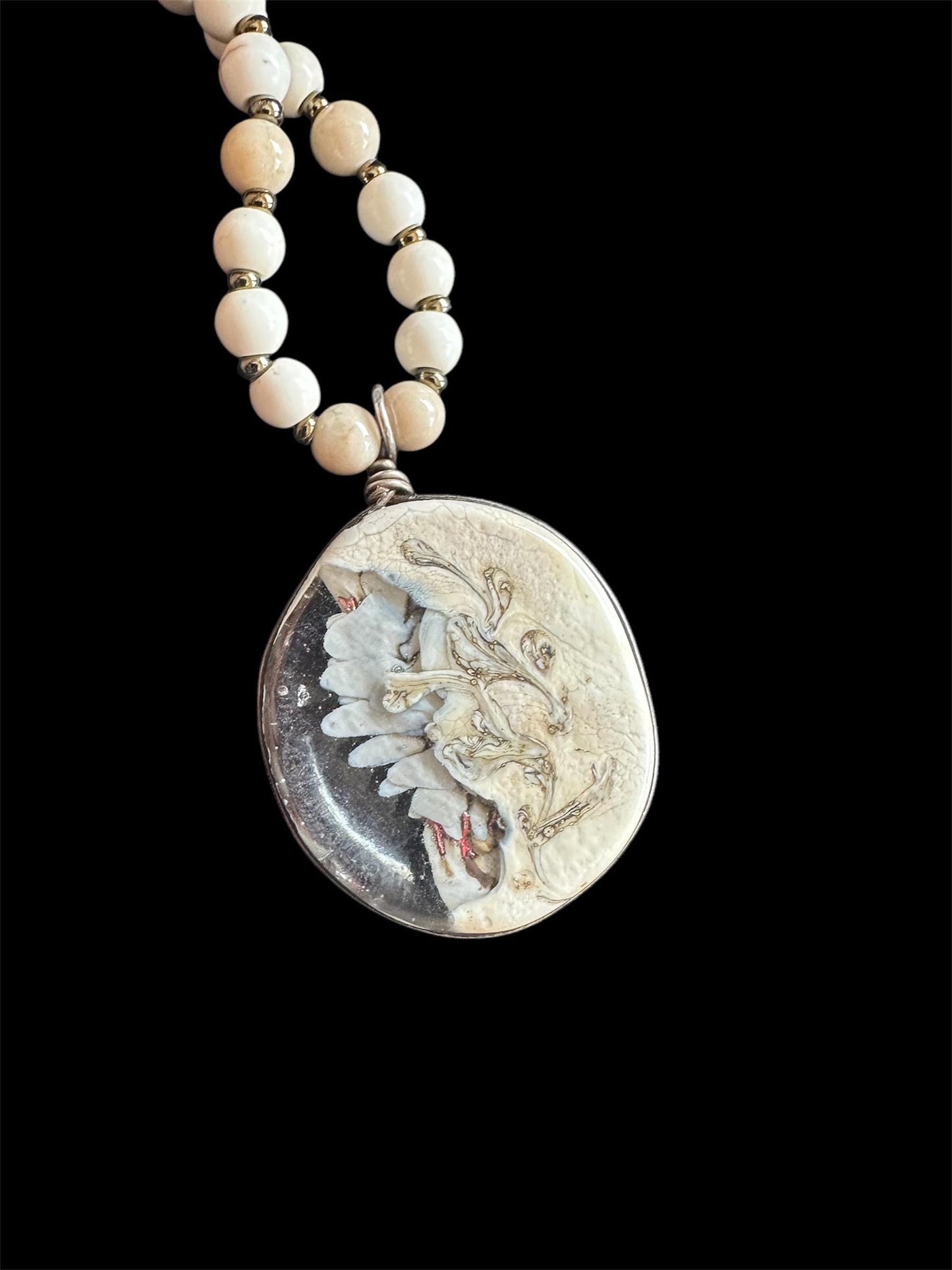 Ivory Chaos necklace, implosion, classic winter necklace, cream color