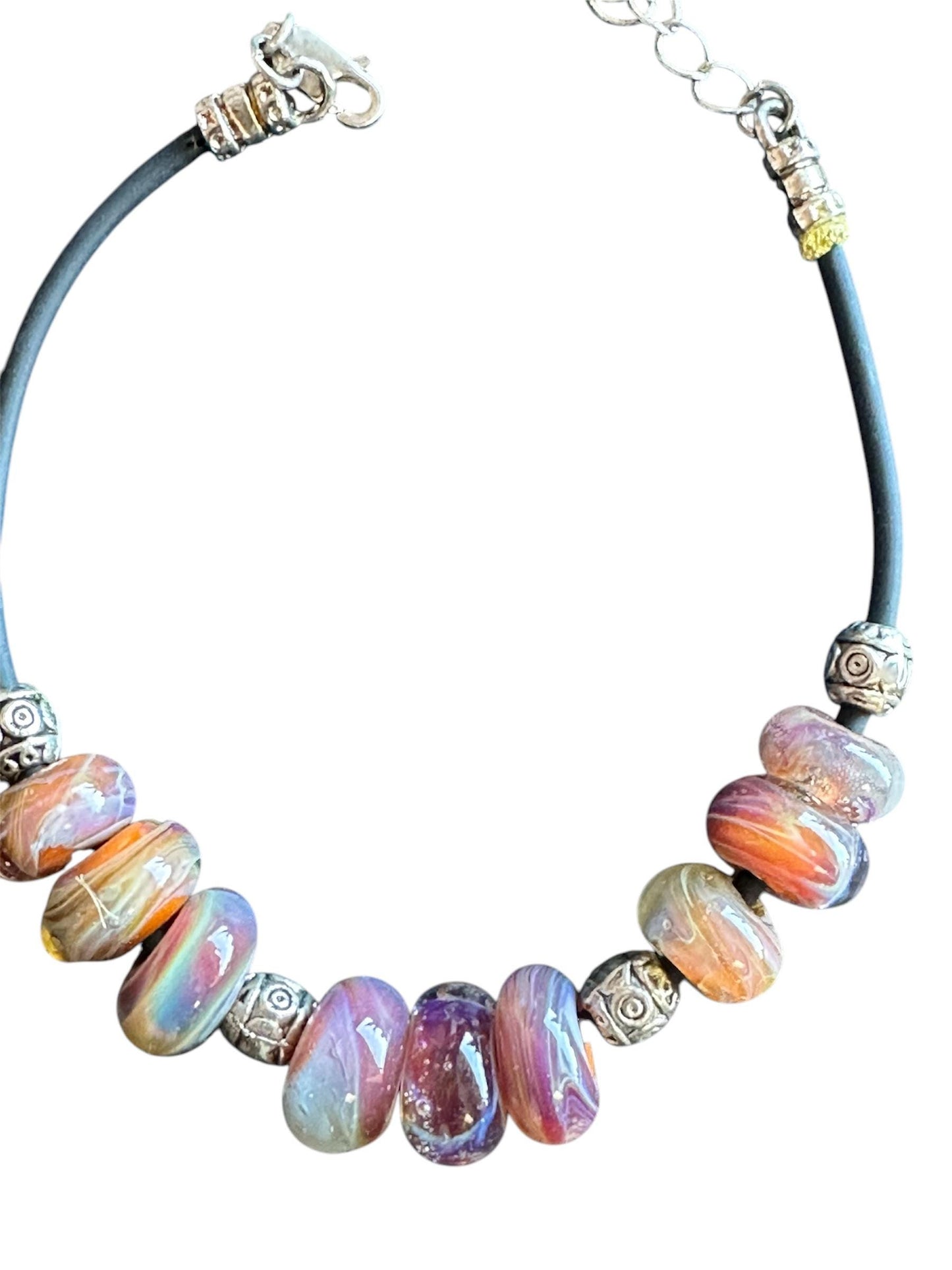 Artisan beaded Bracelet, boro bead bracelet. Lampwork bead bracelet, glass beads, handmade beads