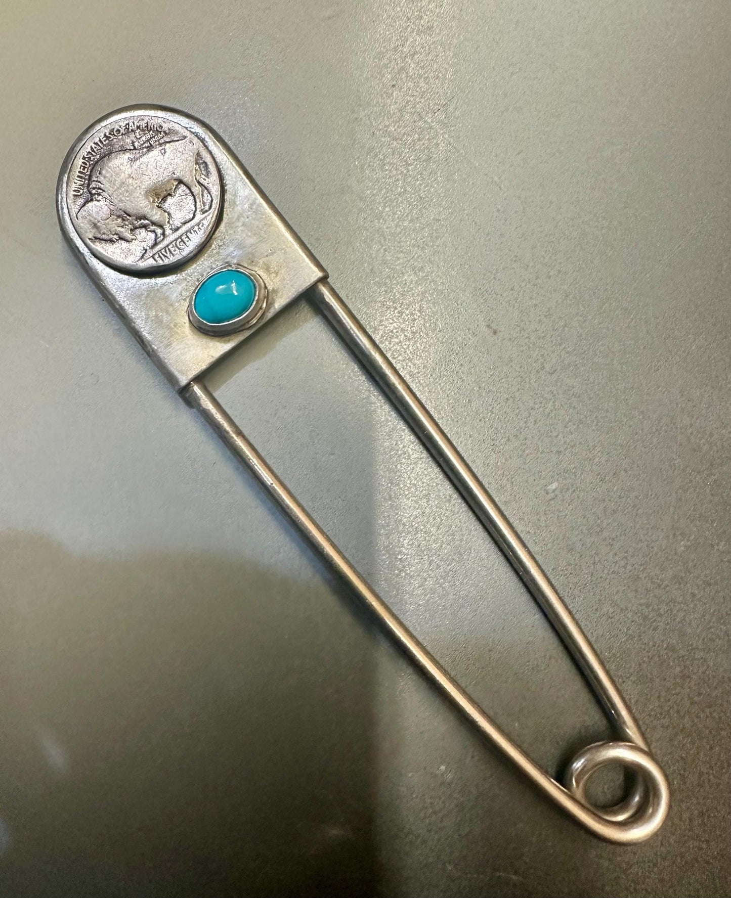 Decorative Jumbo turquoise safety pin , shawl pin, safety pin jewelry, safety pin brooch,hat pin, safety pin