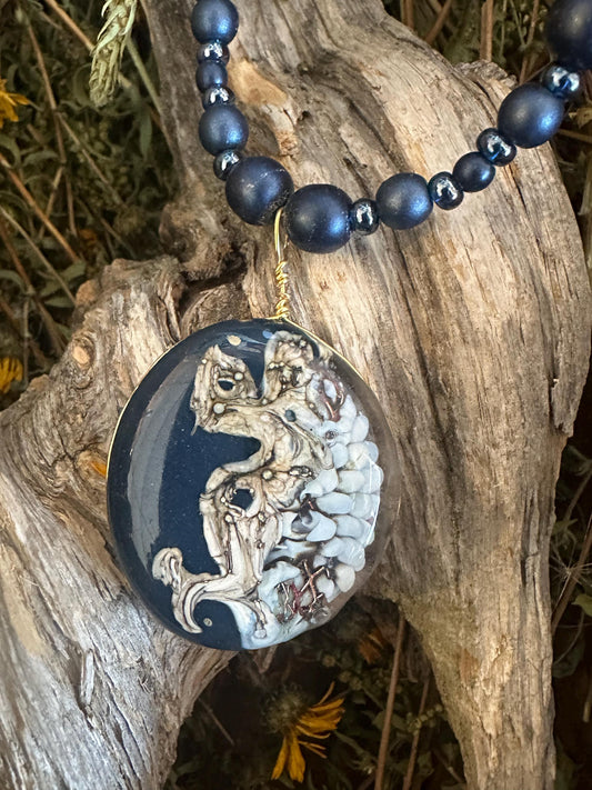 Navy Chaos necklace, implosion, classic navy necklace