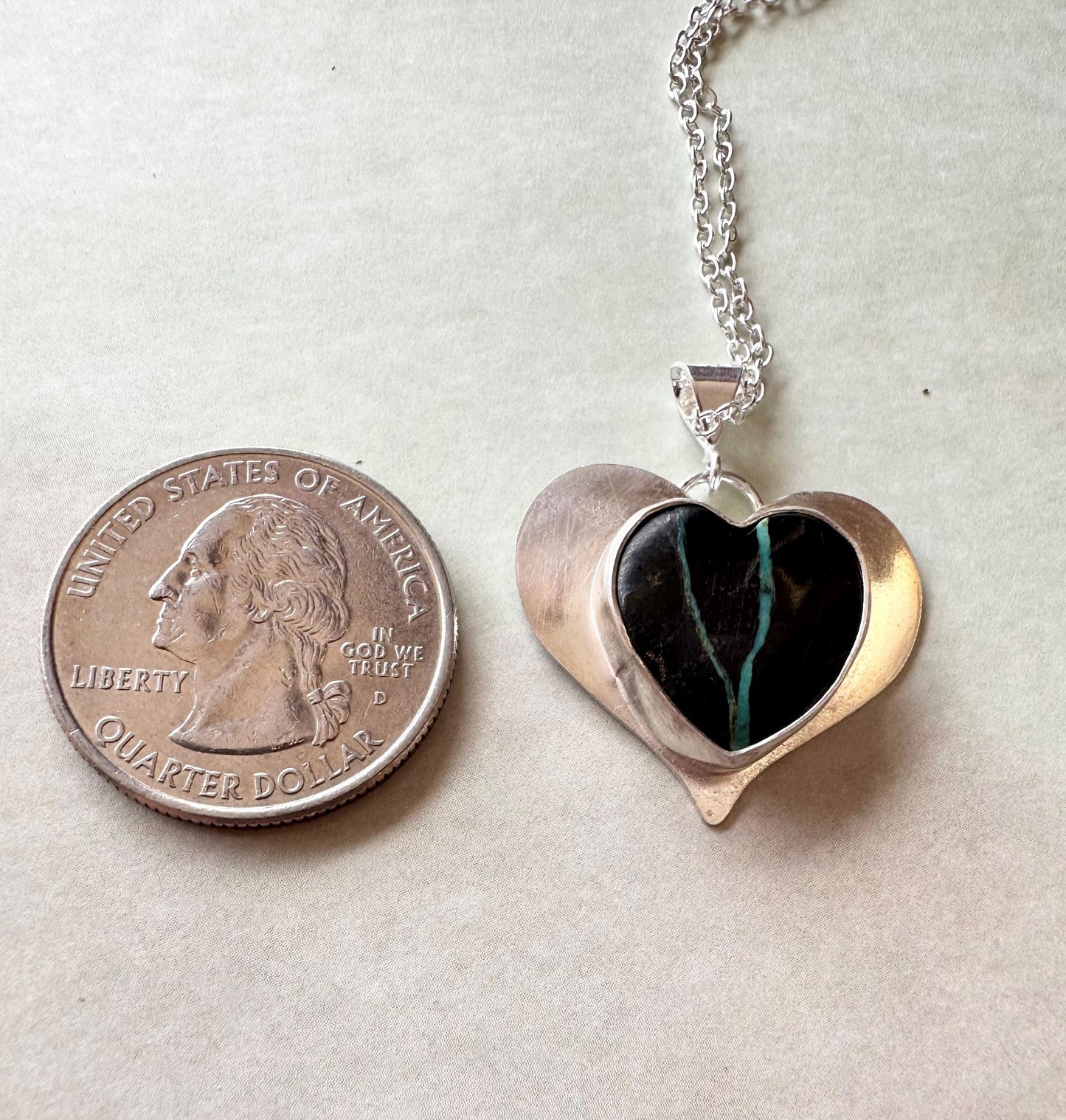 Blackjack turquoise heart sterling silver necklace