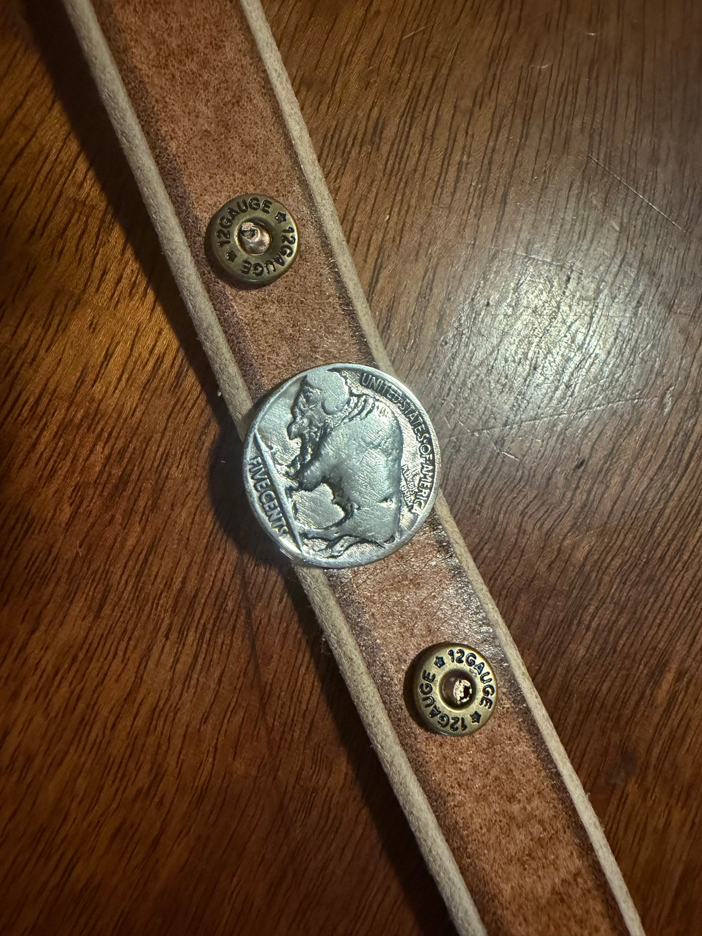 Buffalo nickel adjustable Leather Bracelet