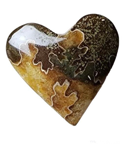 Leather bracelet, suture ammonite, stone heart, hearts and leather, OOAK, statement bracelet
