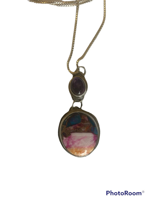 Turquoise spiny oyster with amethyst