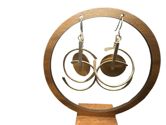 Hinged bi metal hoop earrings, statement earrings , kinetic earrings