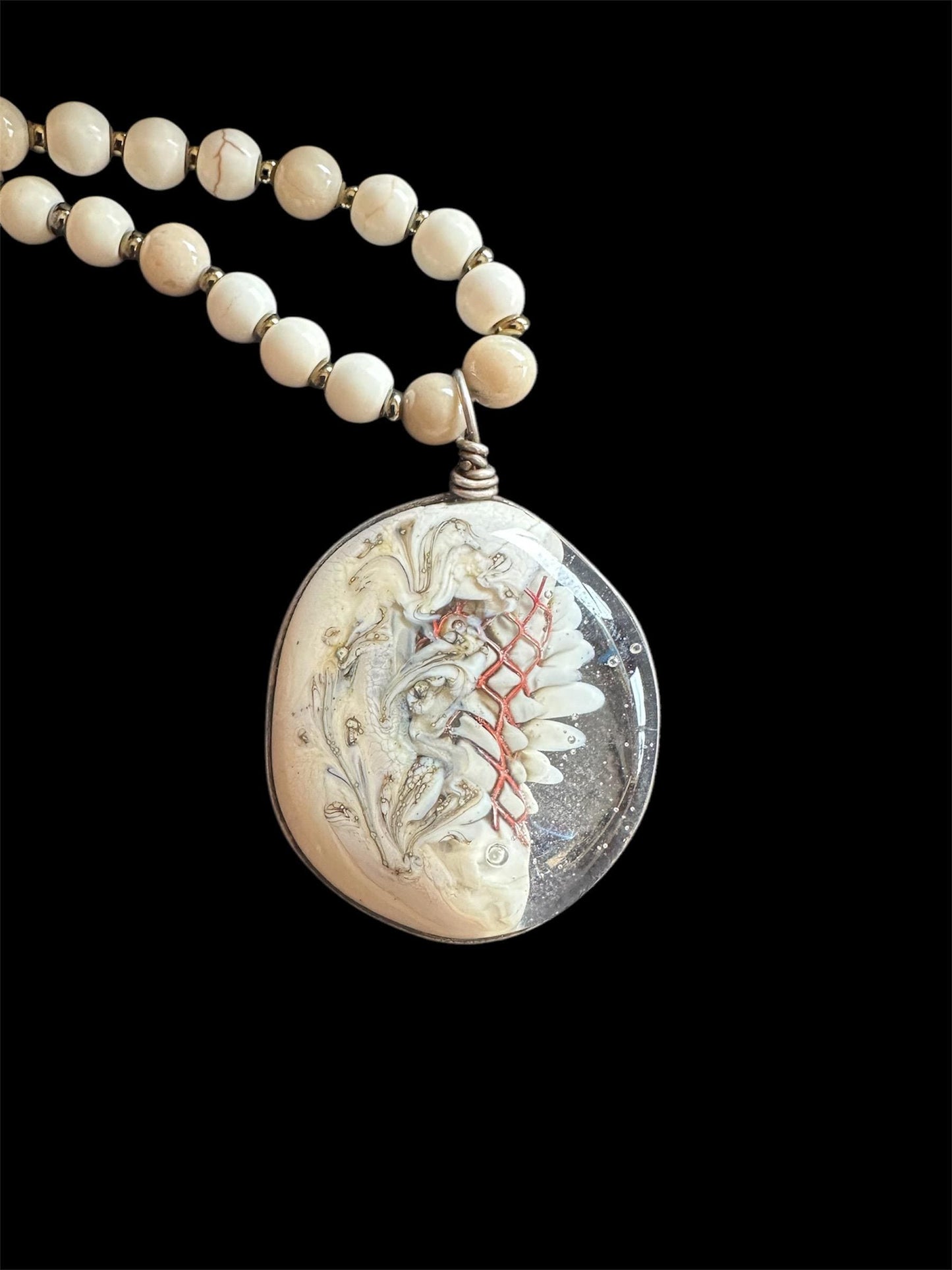 Ivory Chaos necklace, implosion, classic winter necklace, cream color