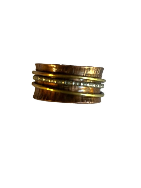 Mixed metal spinner ring, anxiety ring, fidget ring, meditation ring