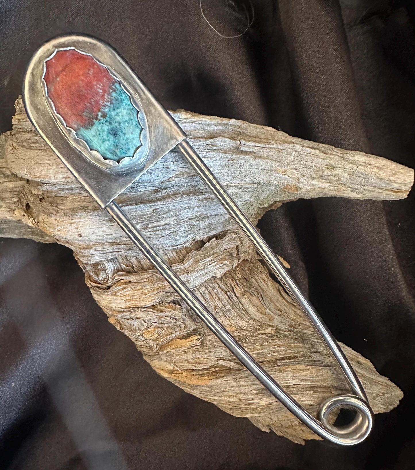 Decorative Jumbo turquoise safety pin , shawl pin, sweater pin, belt pin, Safety pin, safety pin jewelry