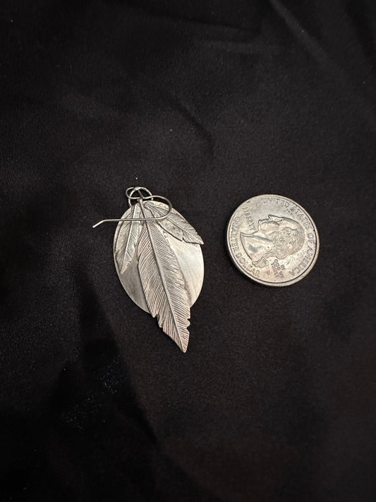 Artisan Feather sterling silver statement earrings
