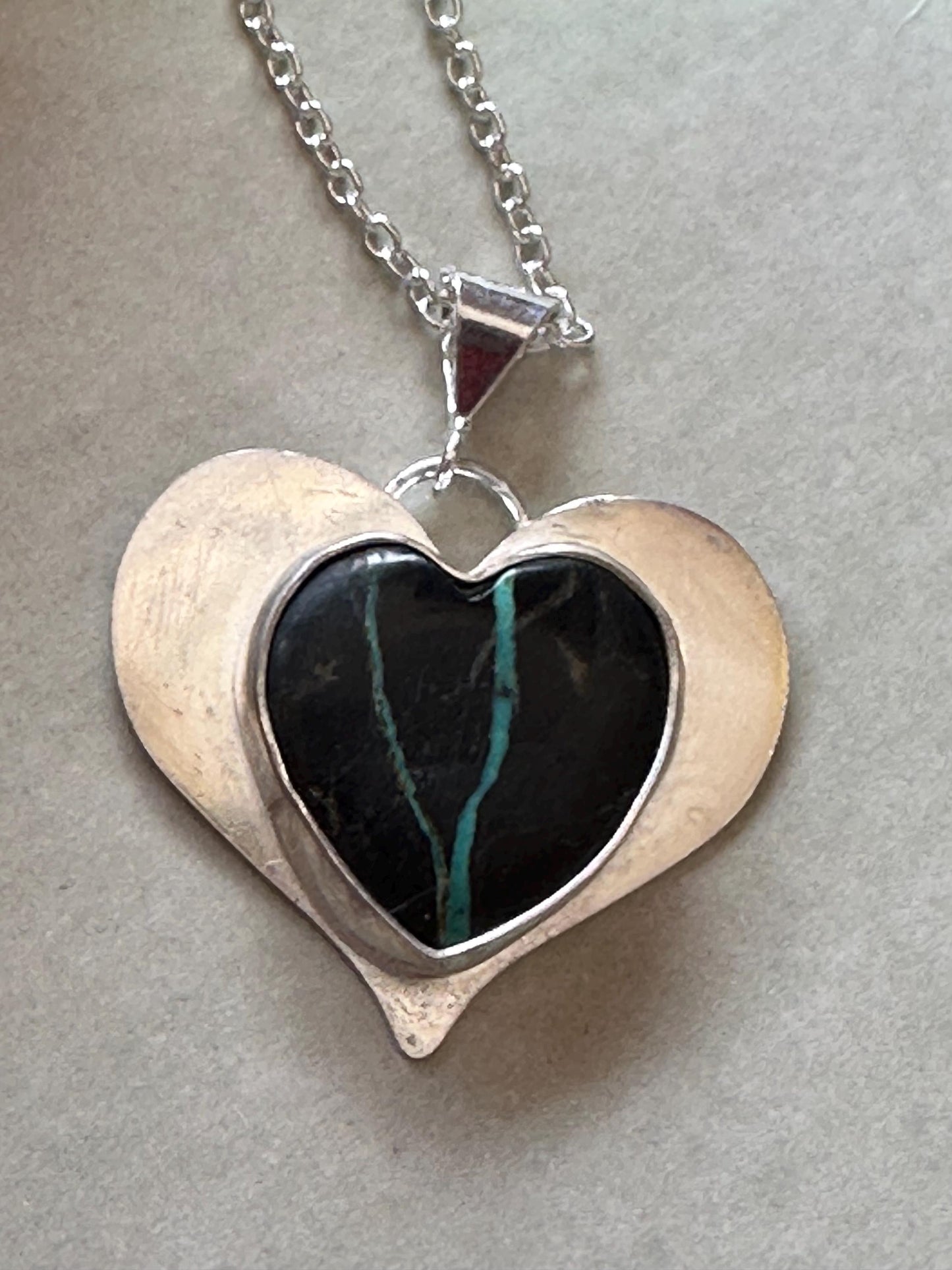 Blackjack turquoise heart sterling silver necklace