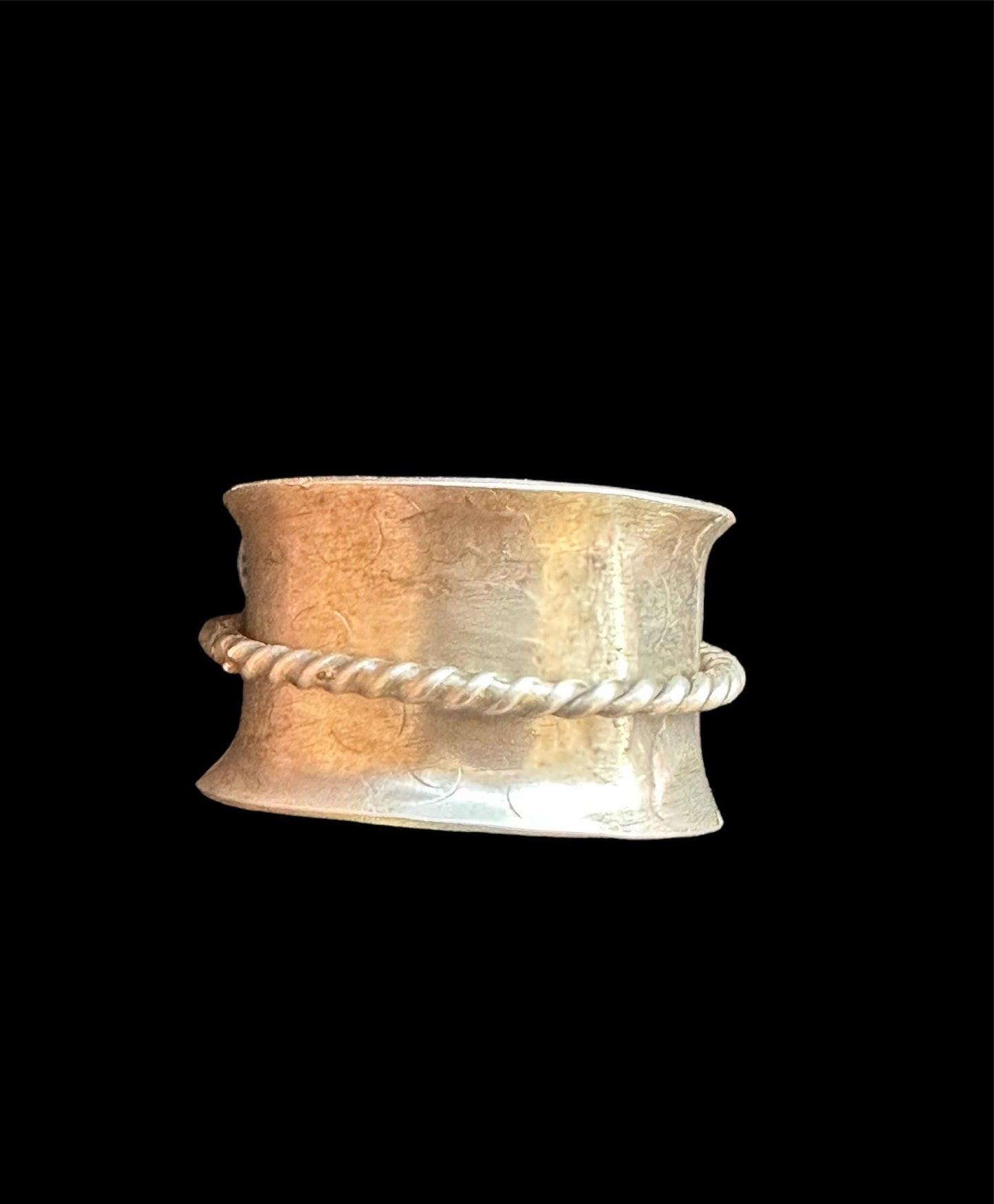 Hammered finish silver spinner  Ring, organic sterling silver, silver band