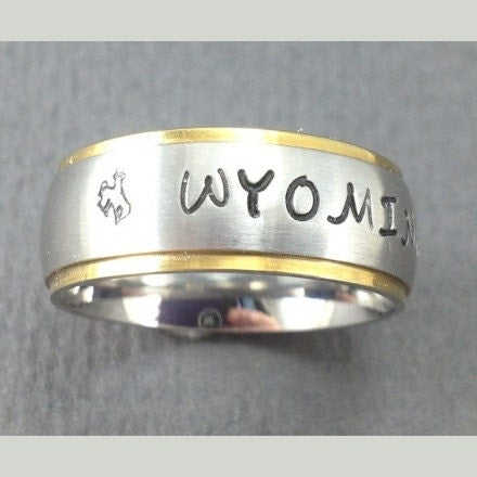 Wide band name ring 2-tone