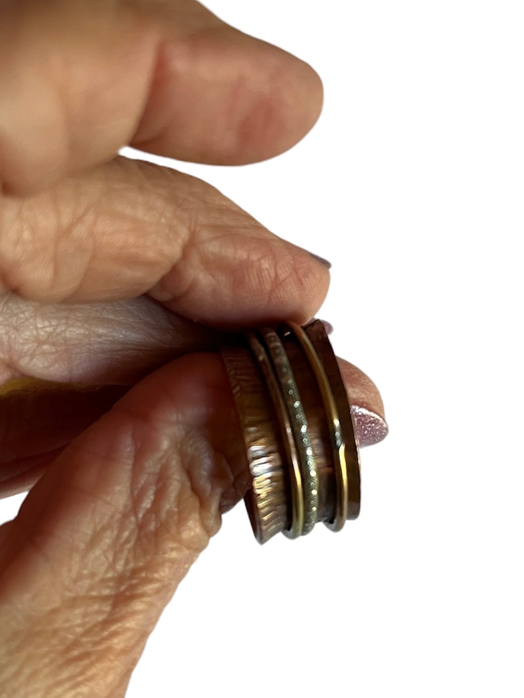 Mixed metal spinner ring, anxiety ring, fidget ring, meditation ring