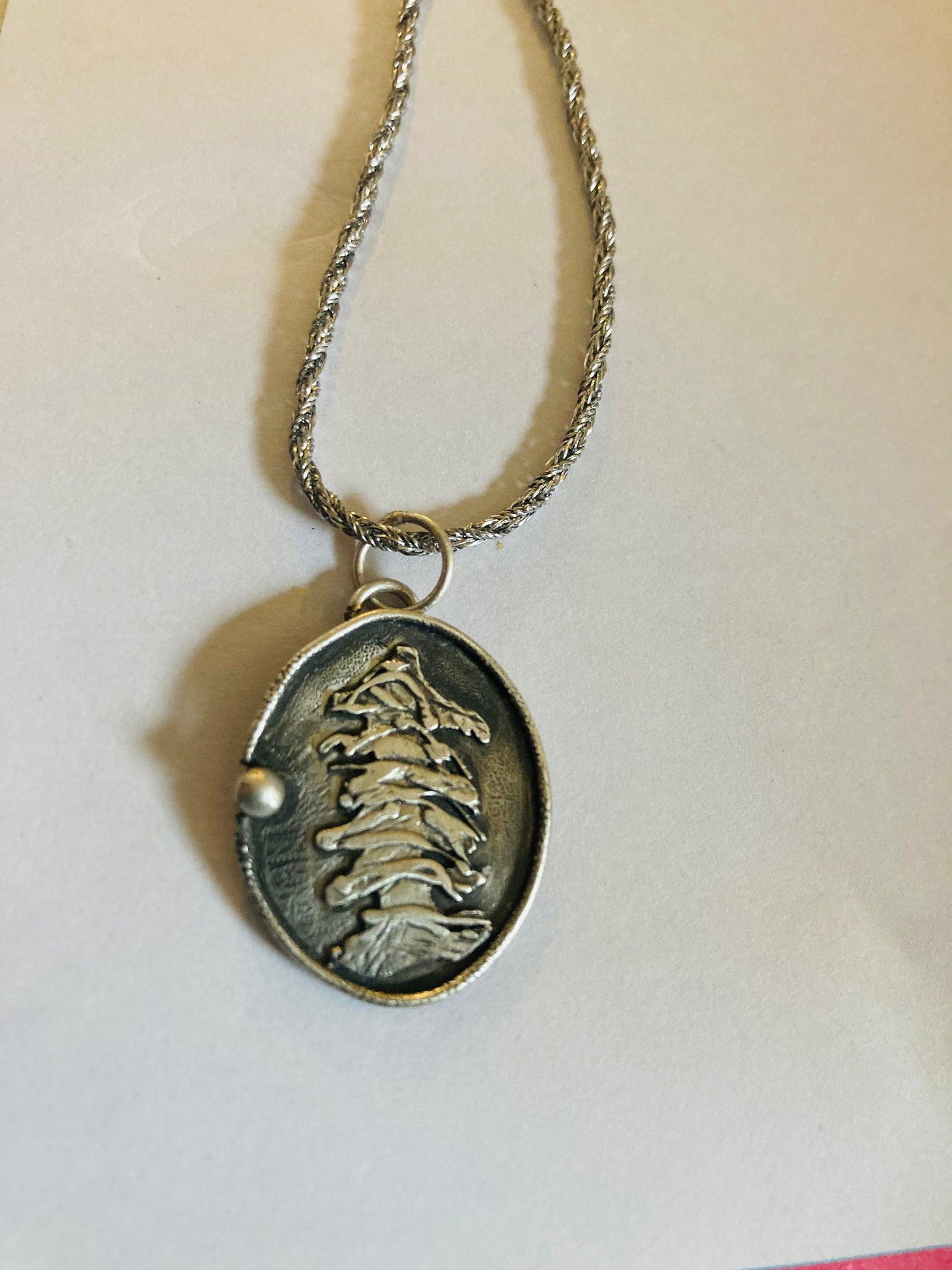 Textured tree, sterling silver necklace B