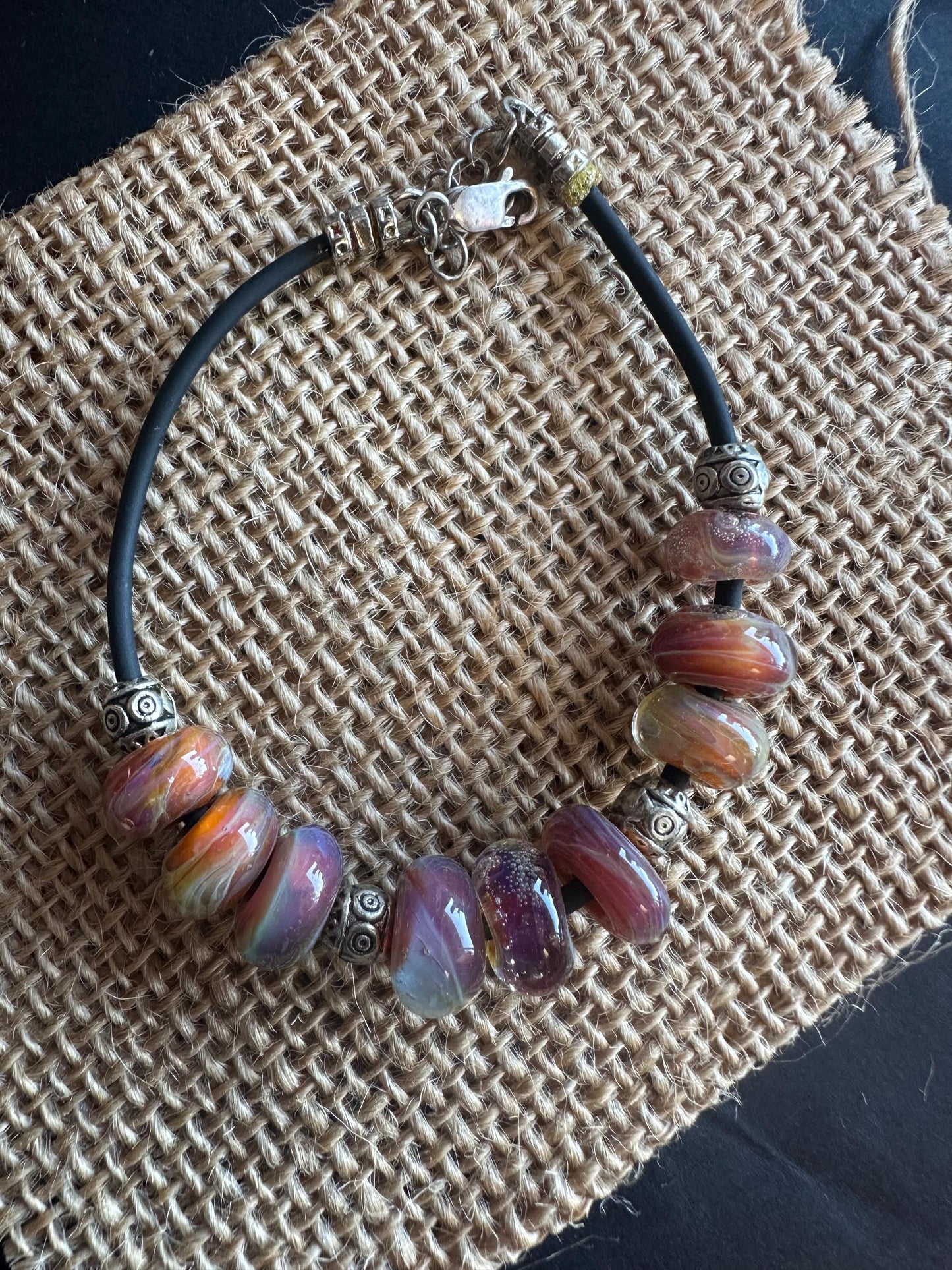 Artisan beaded Bracelet, boro bead bracelet. Lampwork bead bracelet, glass beads, handmade beads