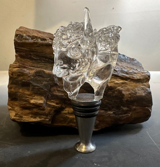 Glass Buffalo Head Wine bottle stopper