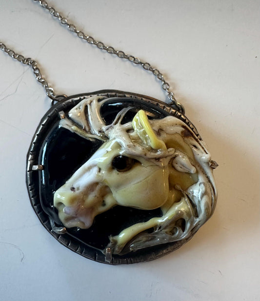 Palomino lampwork glass necklace, horseman jewelry, cowgirl necklace, cowgirl , horse lover, horse addict,horse, horse jewelry