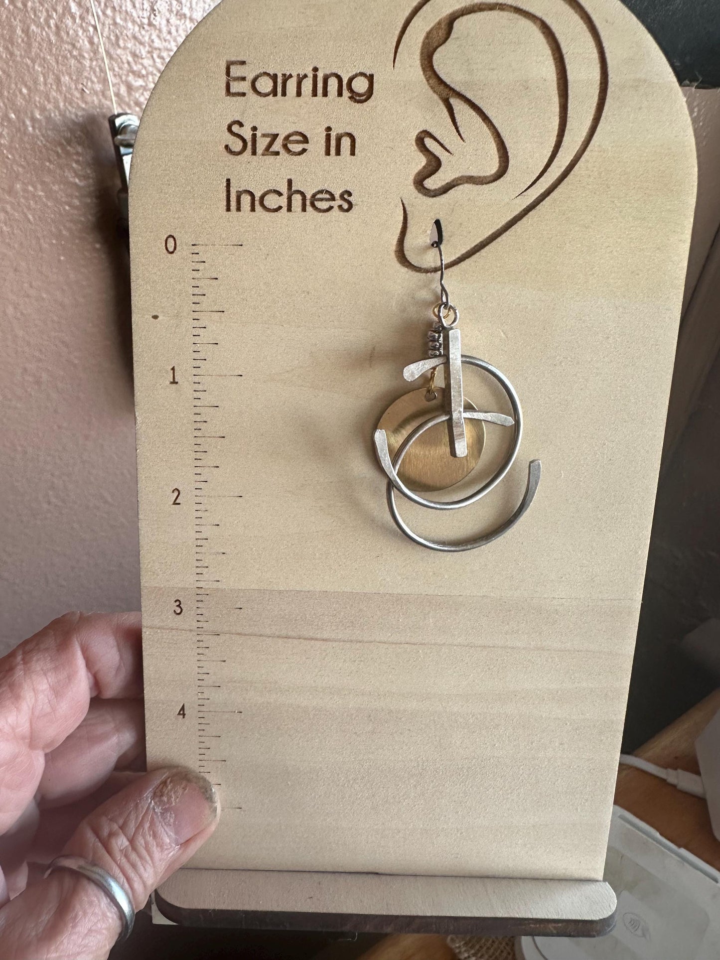 Hinged bi metal hoop earrings, statement earrings , kinetic earrings