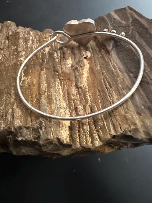 Natural turquoise inlay heart bangle bracelet / sterling silver bangle bracelet / gift for her  / American mined turquoise
