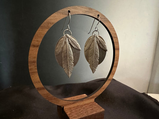 Artisan Feather sterling silver statement earrings