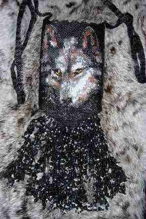 Beadwork Wolf bag