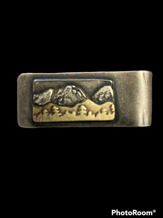 Rustic mountains money clip