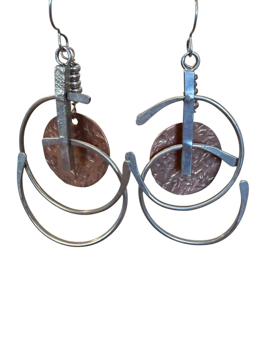 Wind & Wire – Kinetic Copper and Sterling Silver Earrings