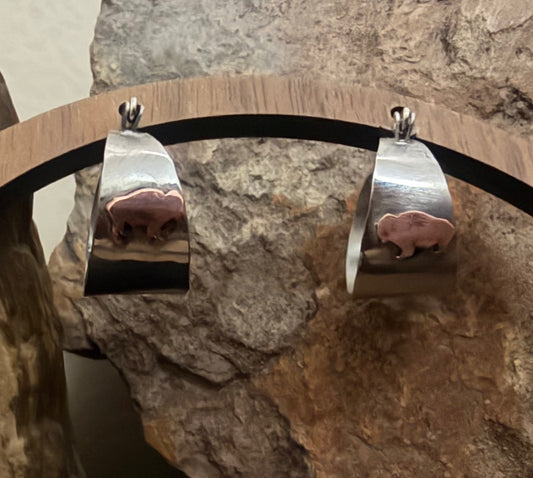 Tri metal Buffalo earrings