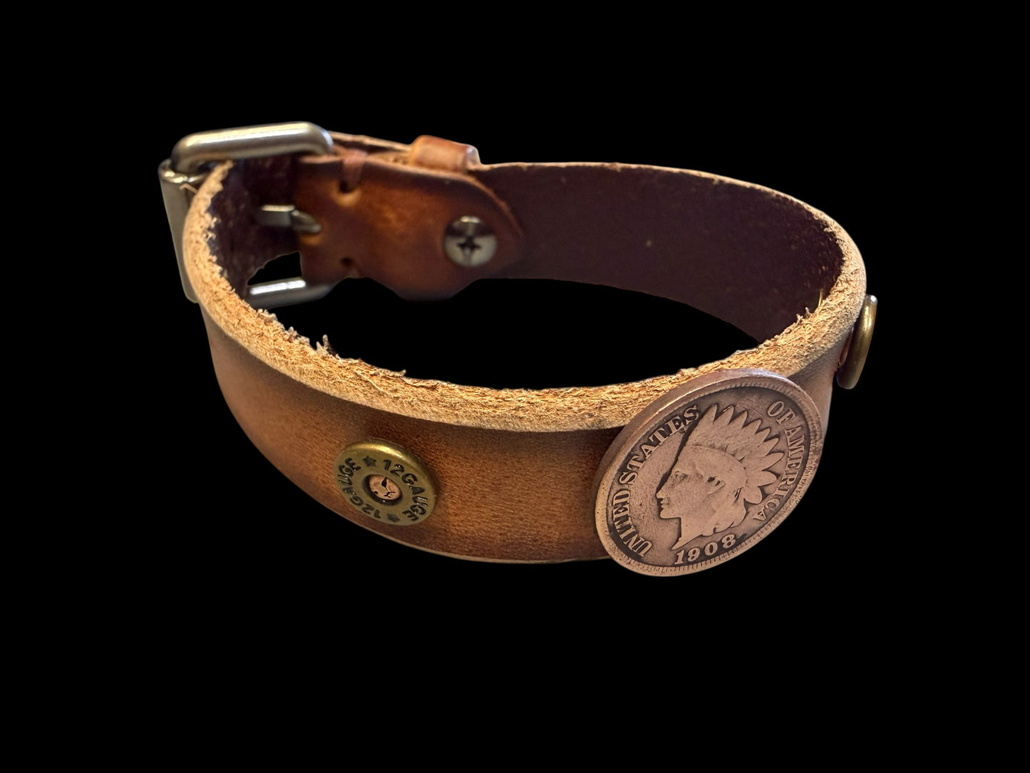 Handcrafted Indian Head Penny Leather Bracelet (1907)