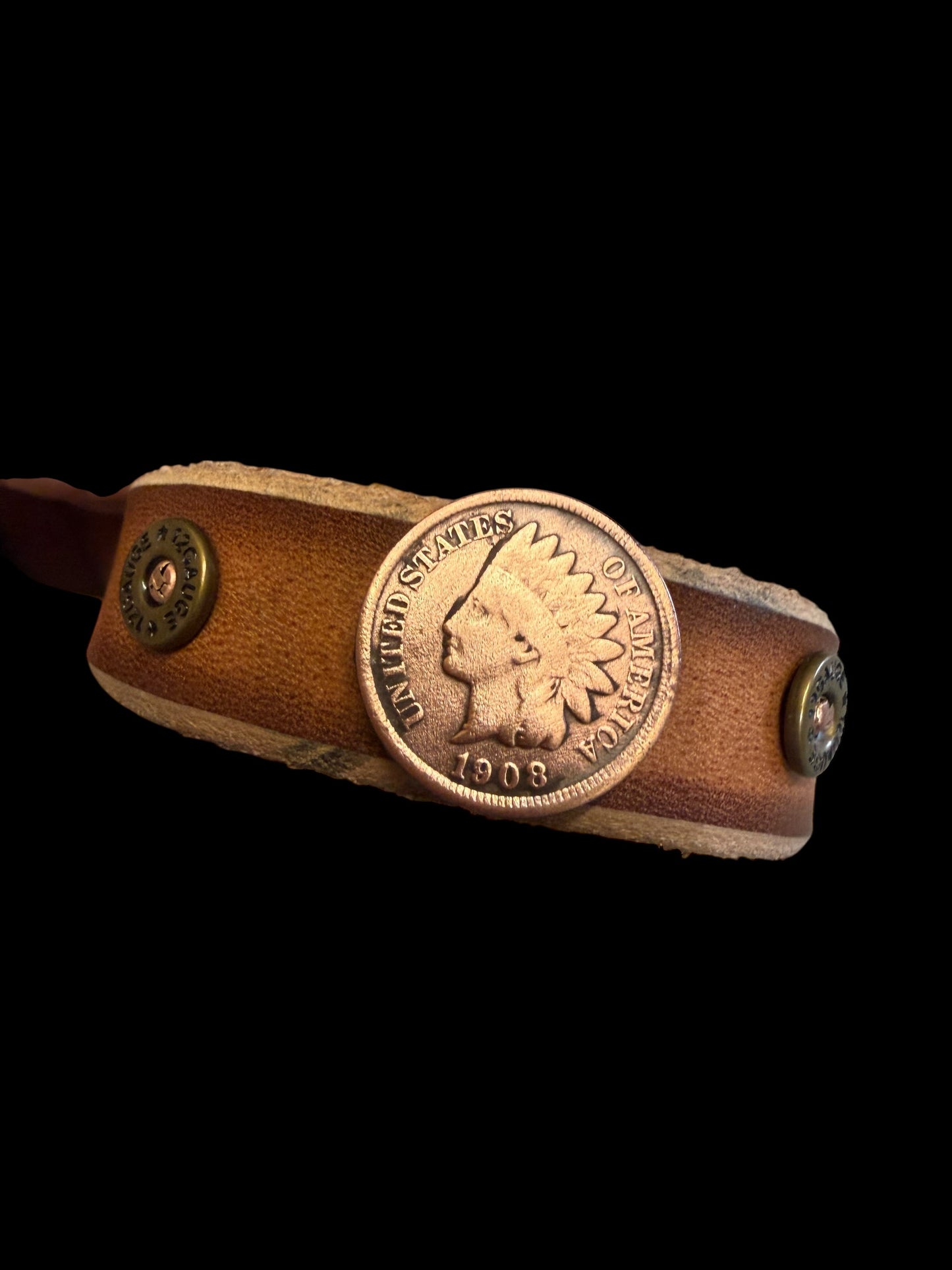 Handcrafted Indian Head Penny Leather Bracelet (1907)