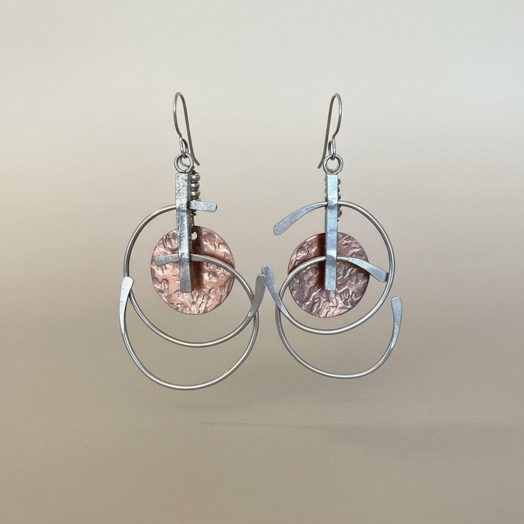 Wind & Wire – Kinetic Copper and Sterling Silver Earrings