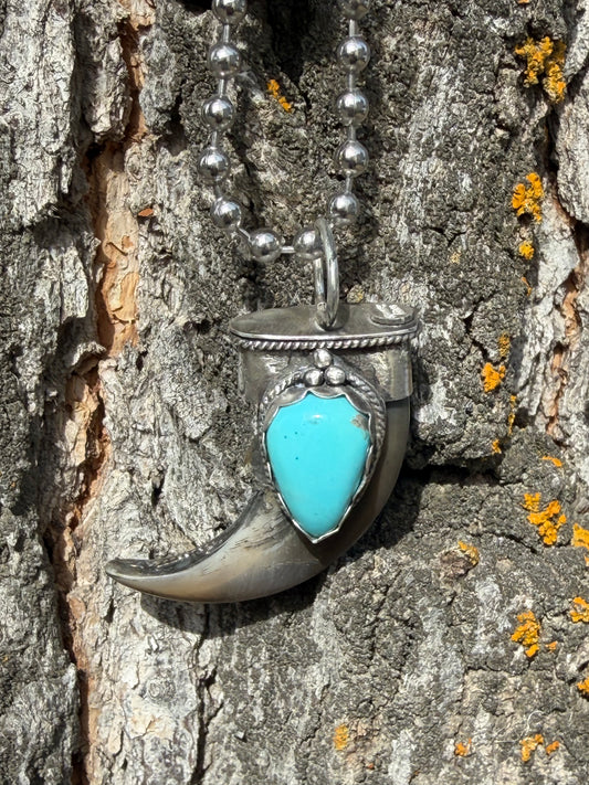 Bear Claw with Sonoran Turquoise Pendant