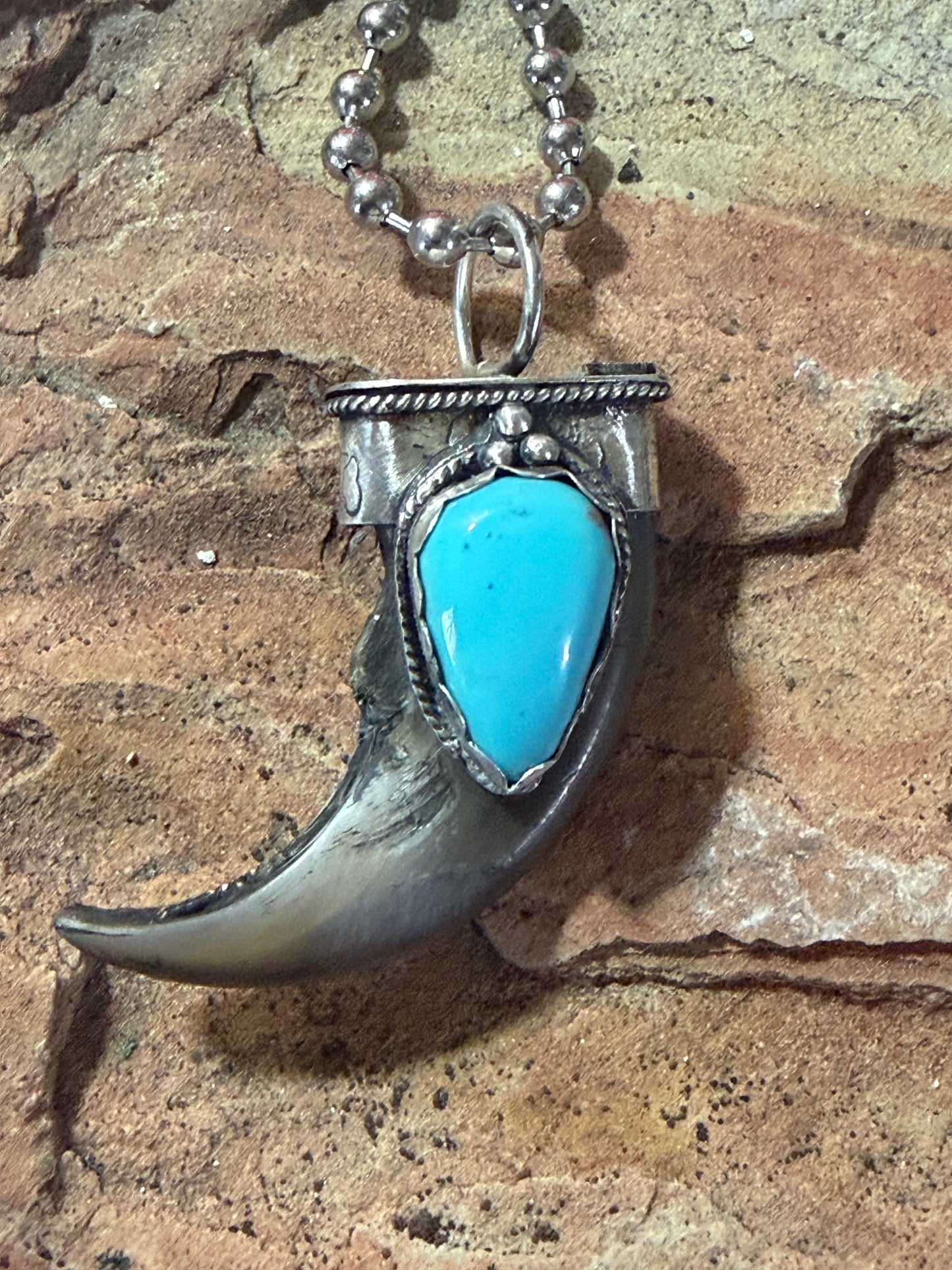 Bear Claw with Sonoran Turquoise Pendant
