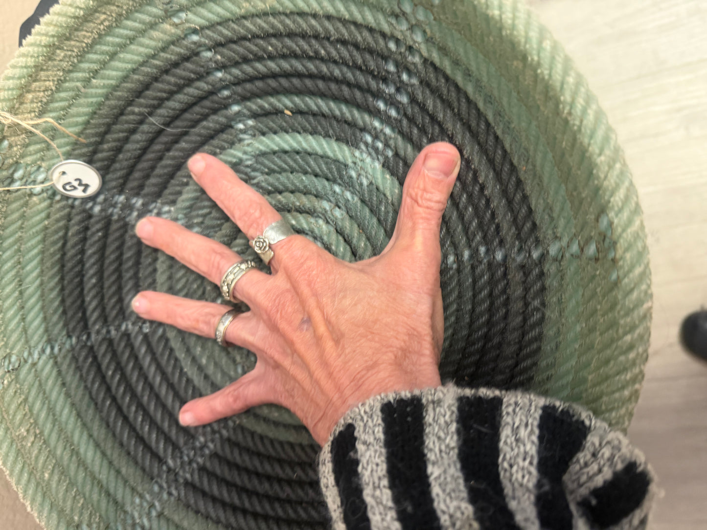G-3 sage turquoise lariat rope basket