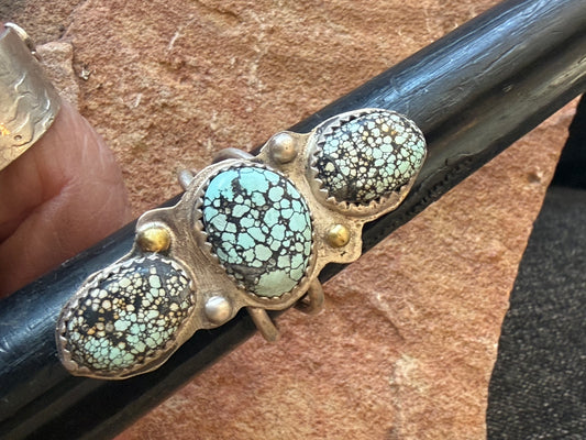 Triple Stone Hubei Turquoise Ring