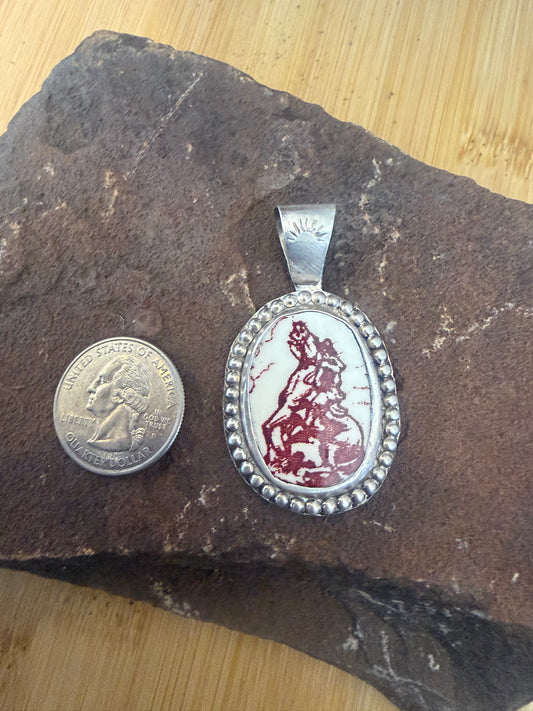 Bronc and Cowboy vintage ceramic pendant