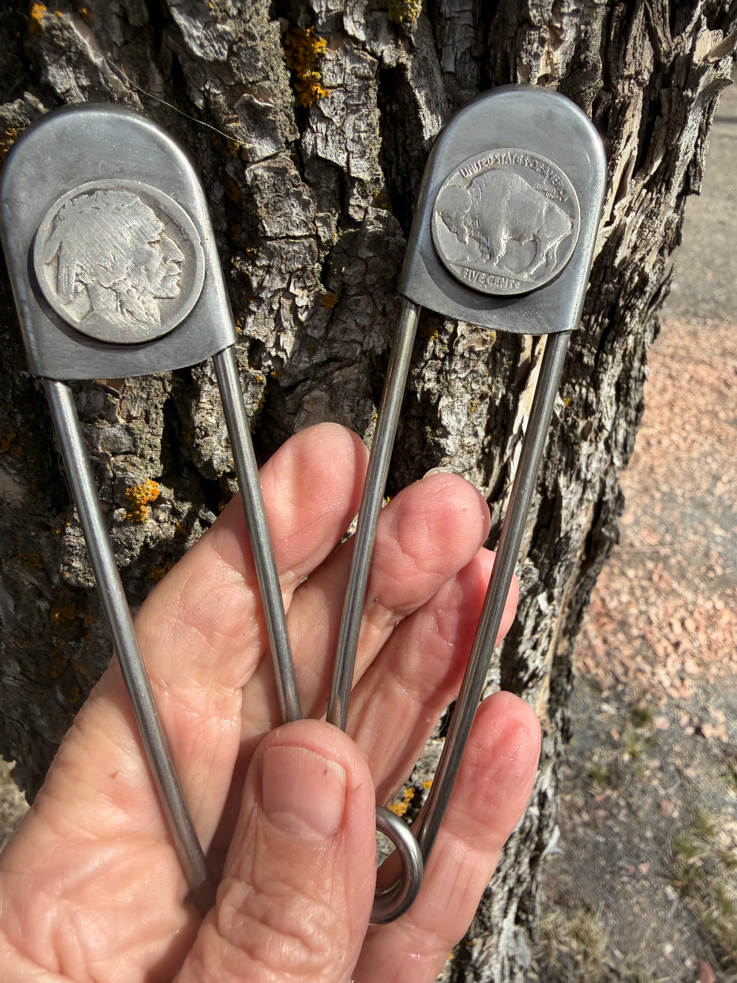 Buffalo Nickel Jumbo Safety Pins