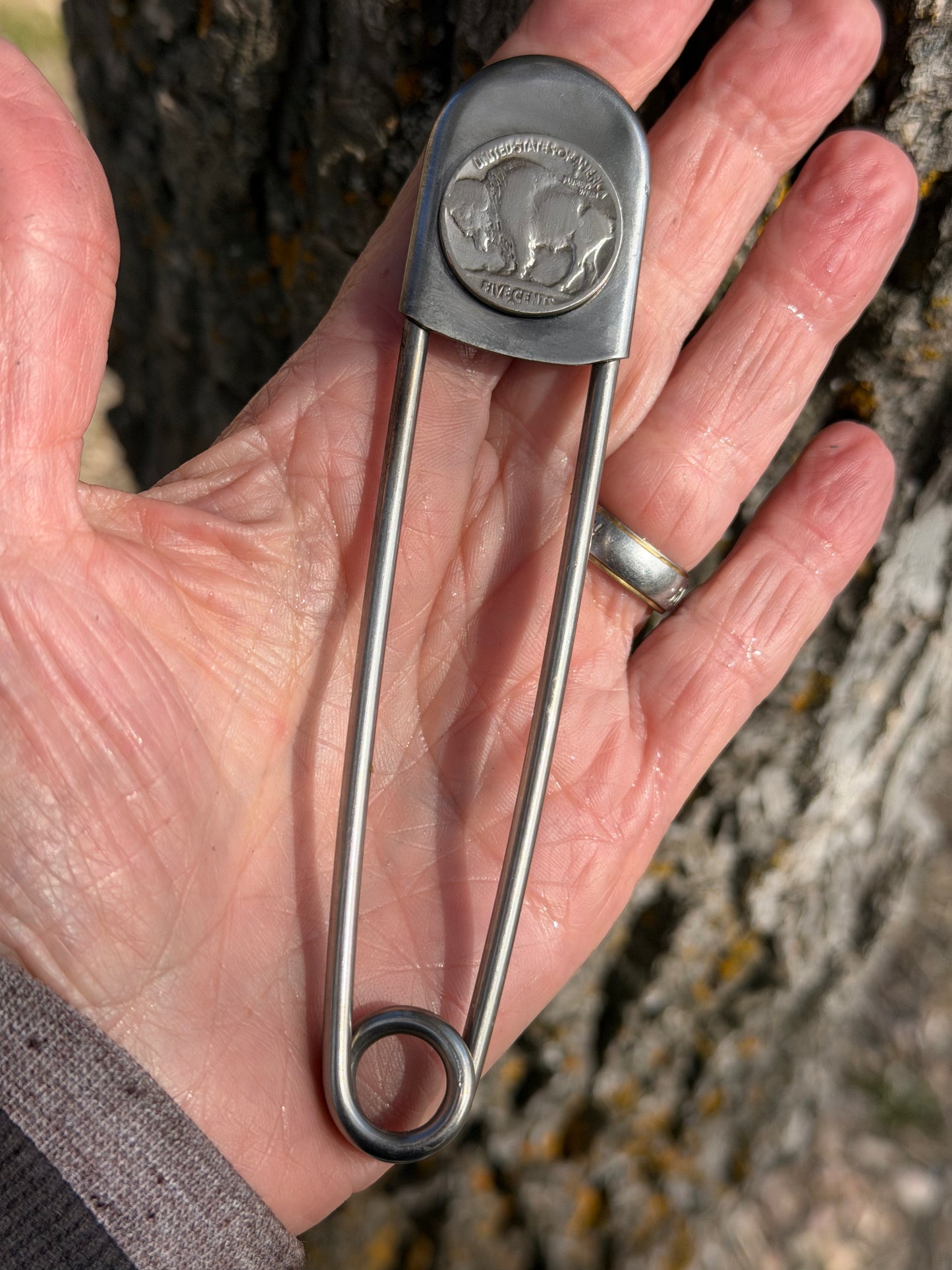 Buffalo Nickel Jumbo Safety Pins