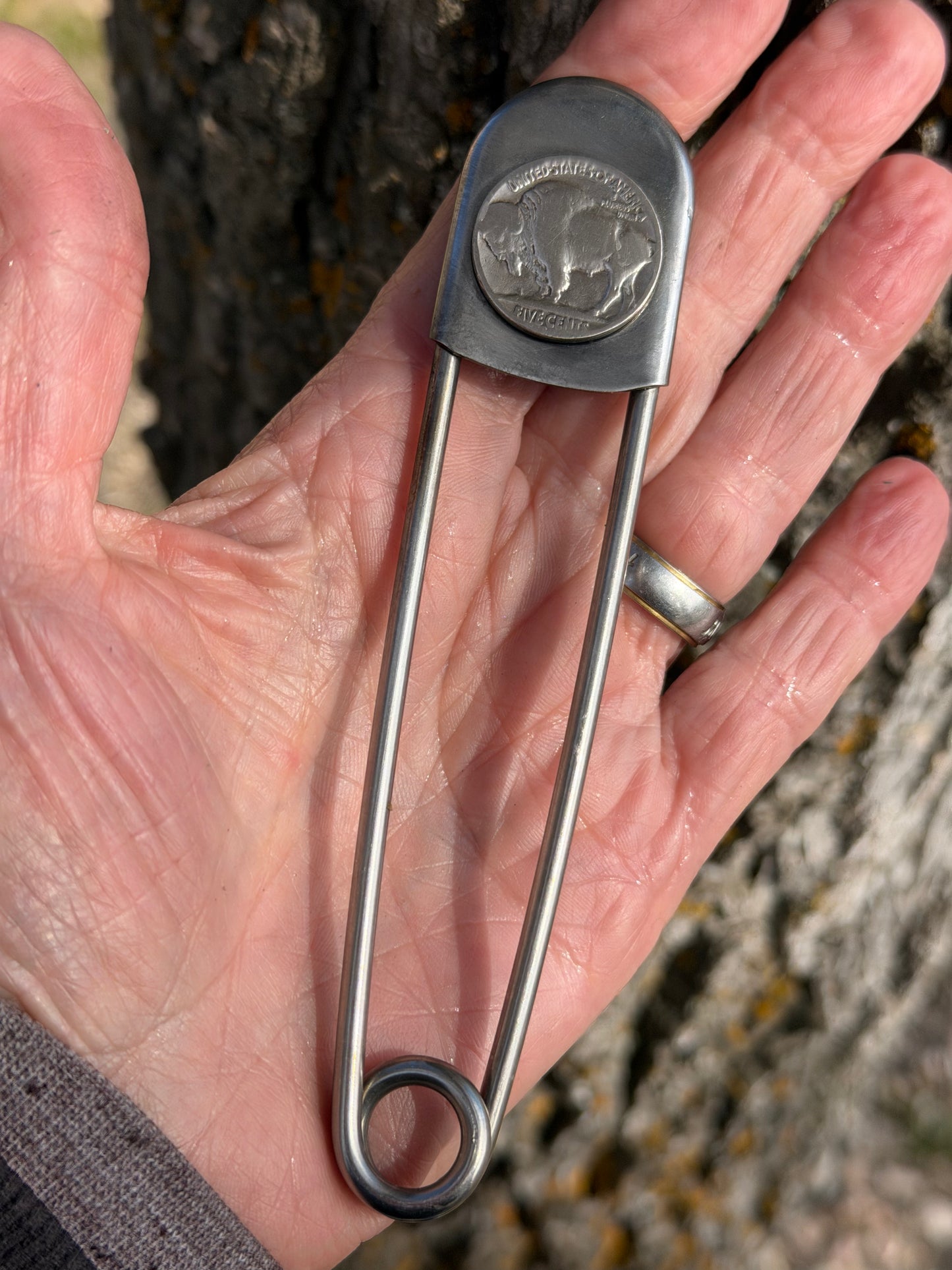 Buffalo Nickel Jumbo Safety Pins