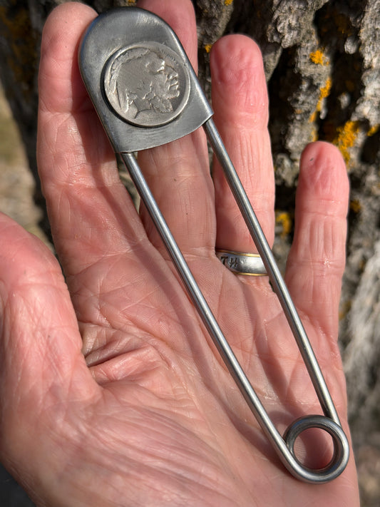 Buffalo Nickel Jumbo Safety Pins