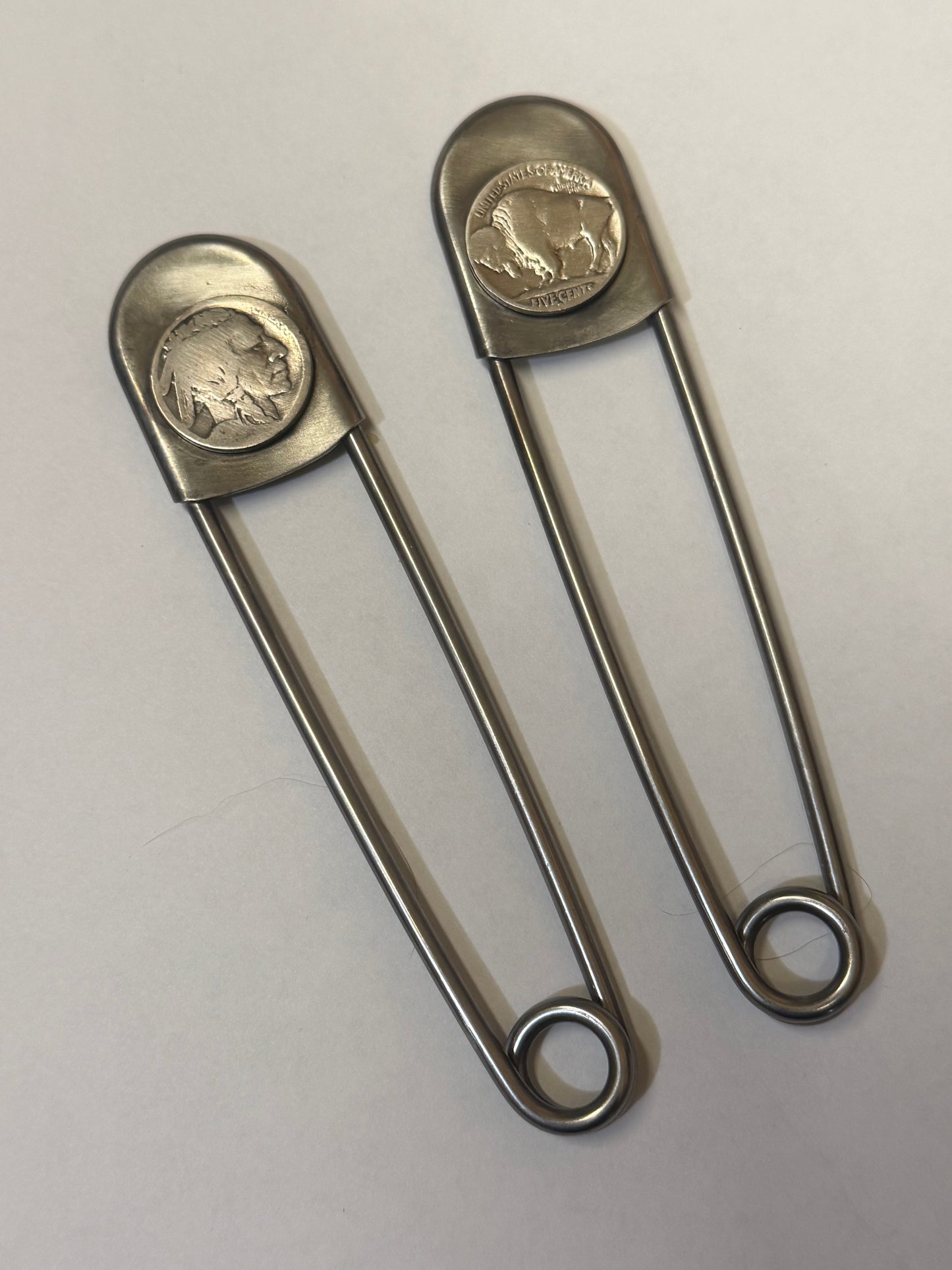 Buffalo Nickel Jumbo Safety Pins
