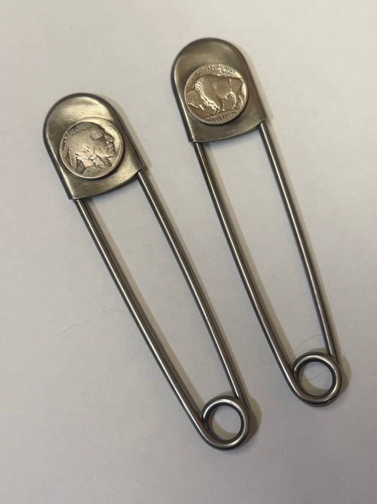 Buffalo Nickel Jumbo Safety Pins