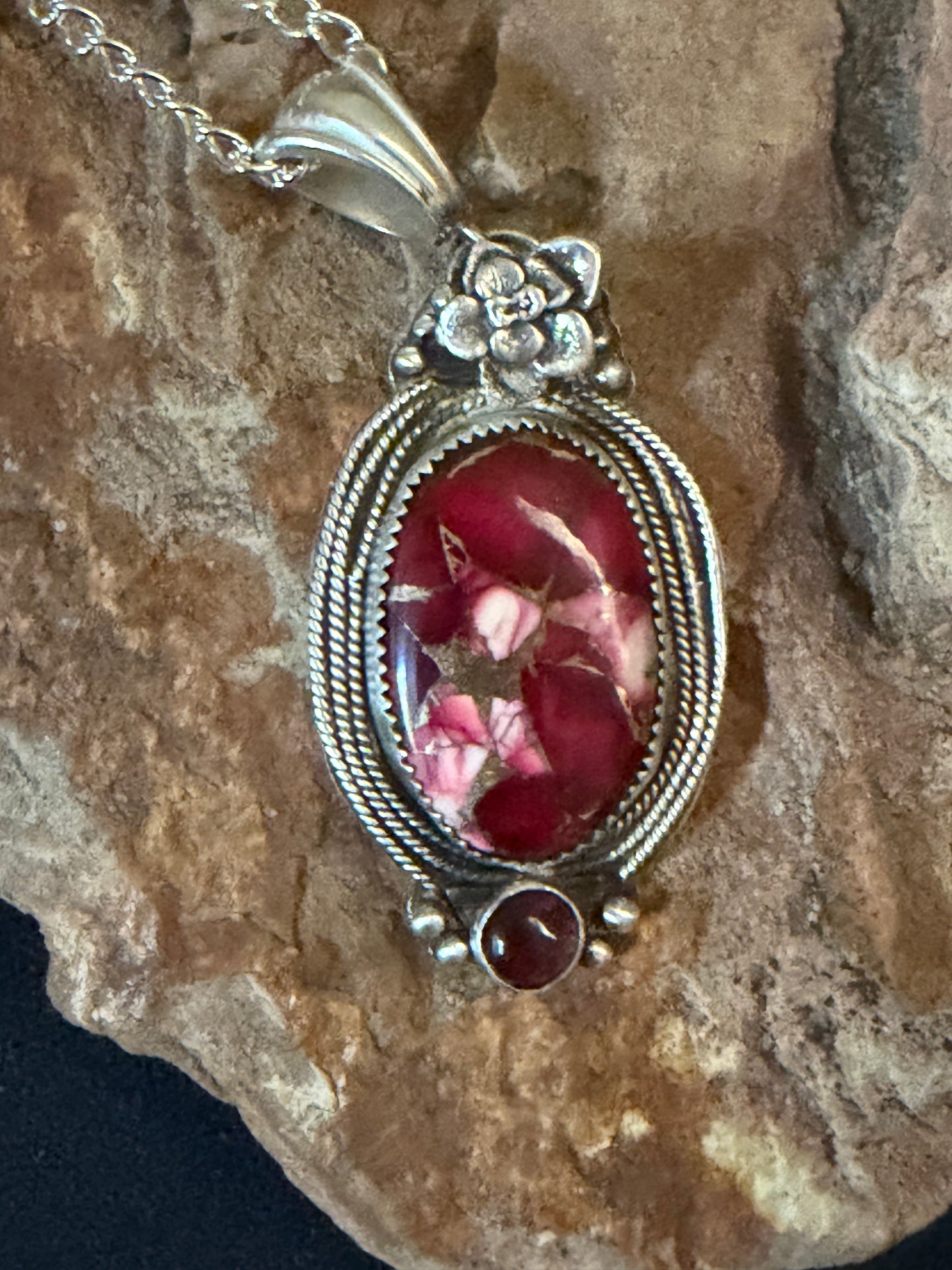 Rose Dahlia and tourmaline necklace
