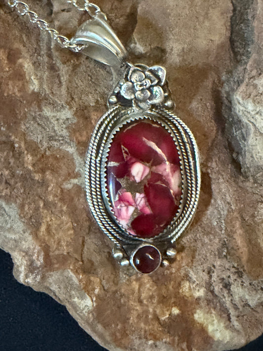 Rose Dahlia and tourmaline necklace